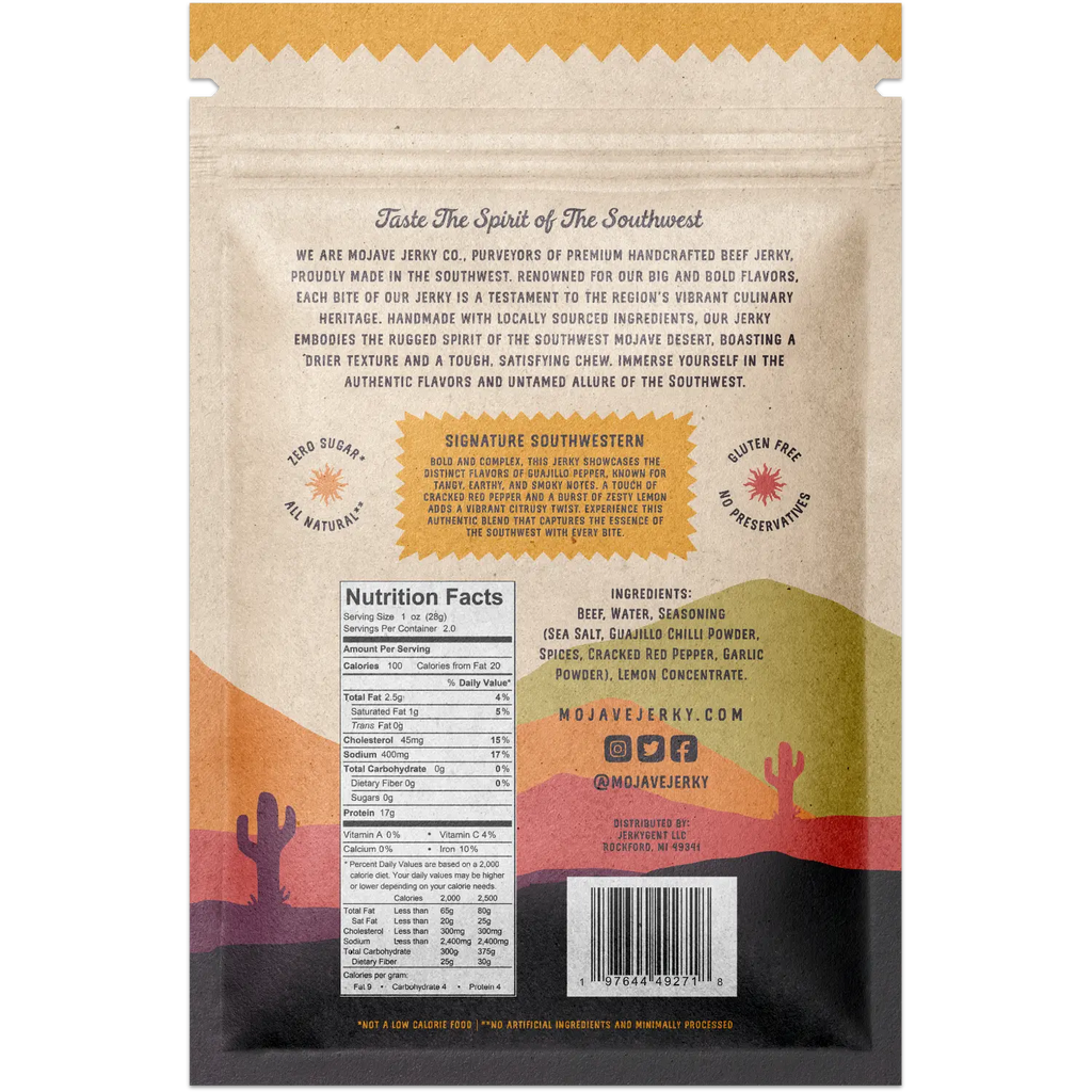 Mojave Jerky Co. Signature Southwestern Beef Jerky Snack - Sugar Free