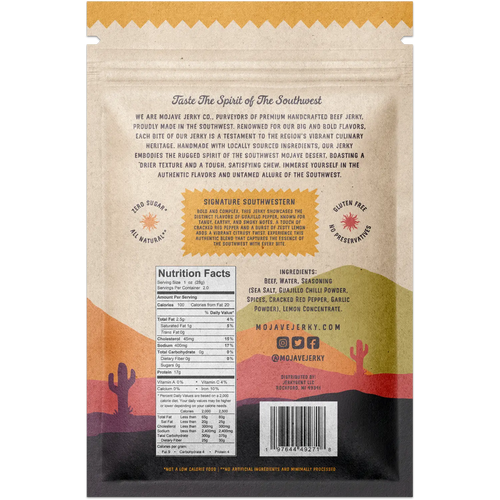 Mojave Jerky Co. Signature Southwestern Beef Jerky Snack - Sugar Free